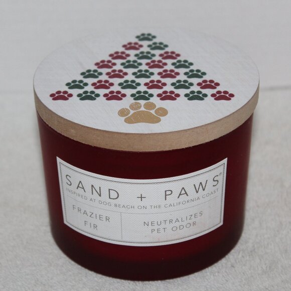 Sand & Paws Frazier Fir Scented Candle Neutralizes Pet Odor, Christmas Dog Theme - Picture 1 of 15